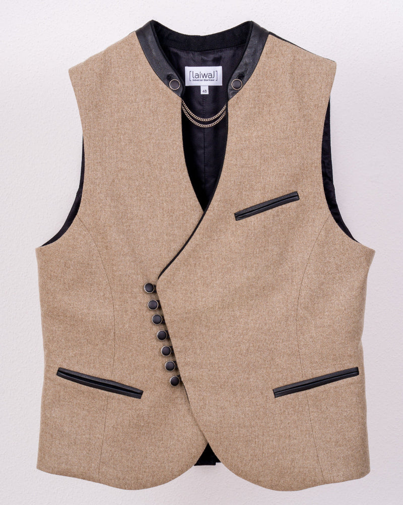 Trachtenweste Lukas beige schwarz 